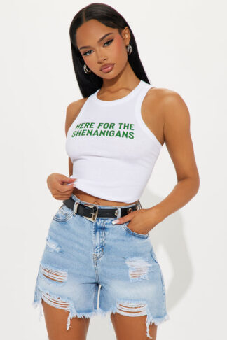 Musculosa sin mangas con estampado frontal - Blanca