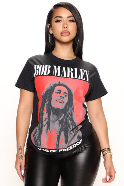 Remera de algodón con estampado de Bob Marley